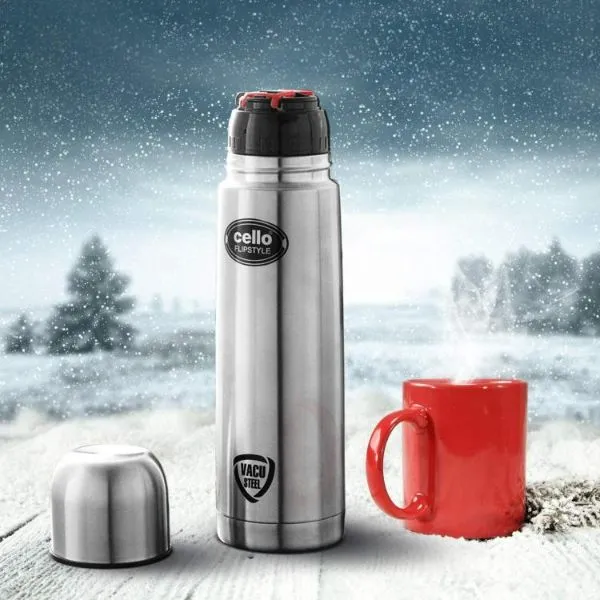 Flipstyle Flask, Vacusteel Water Bottle with Thermal Jacket, 500ml