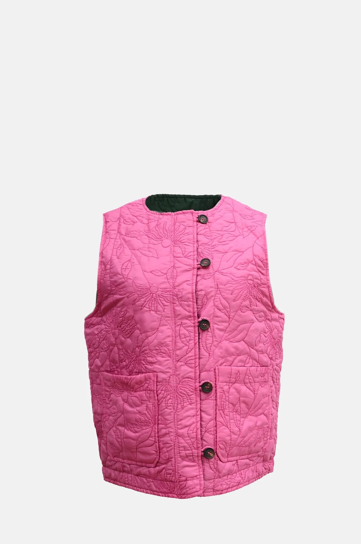 Georgie Reversible Gilet Pink Satin