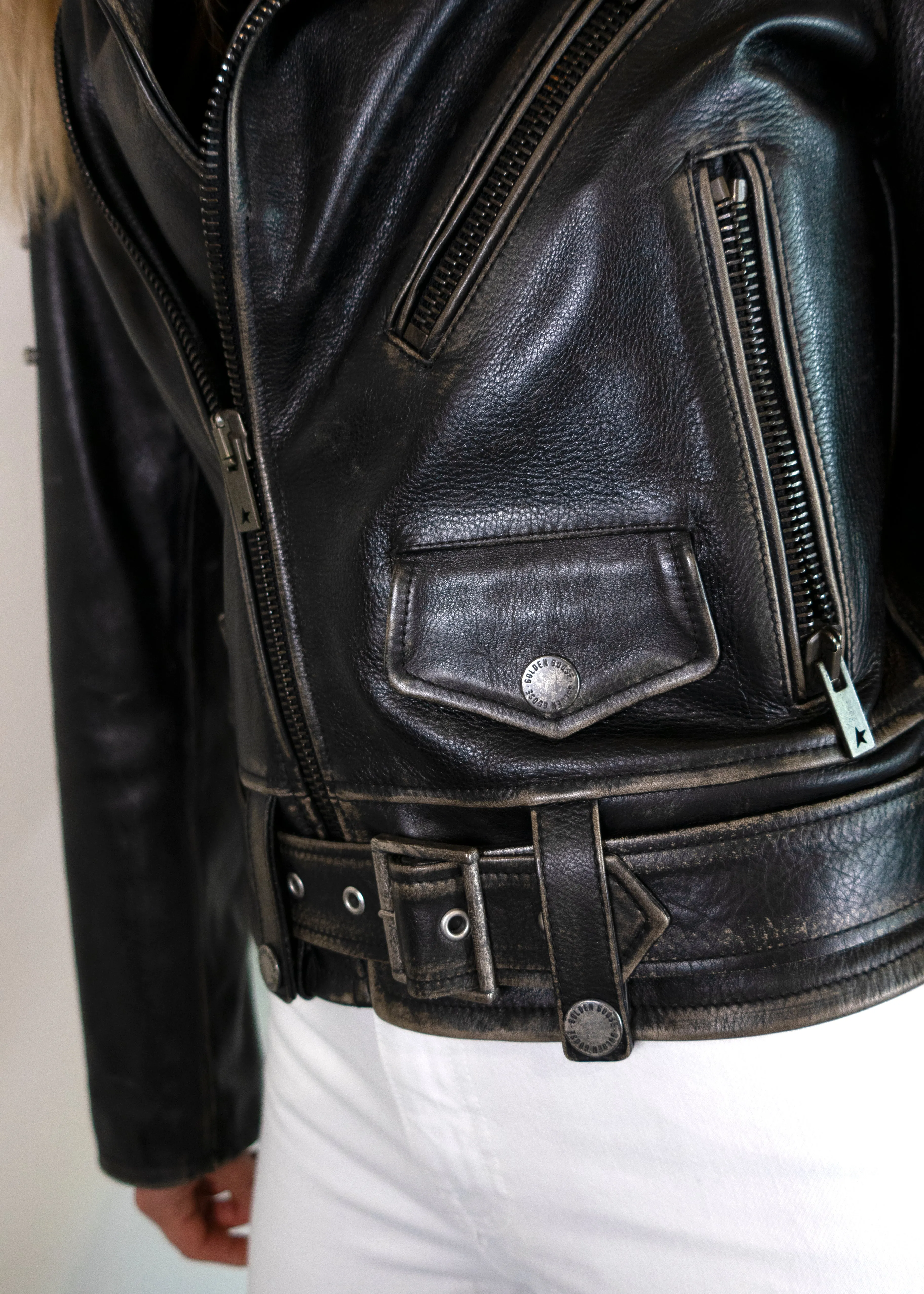 Golden Goose Leather Biker Jacket