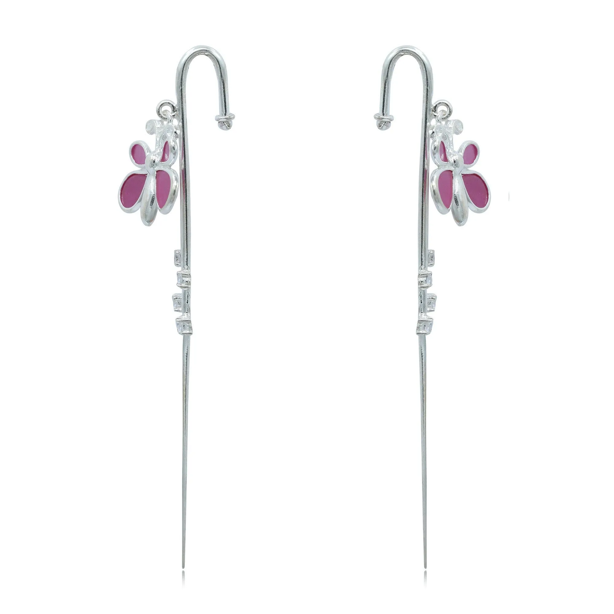 Hanging Butterfly Silver 92.5 Needle Ear Cuff