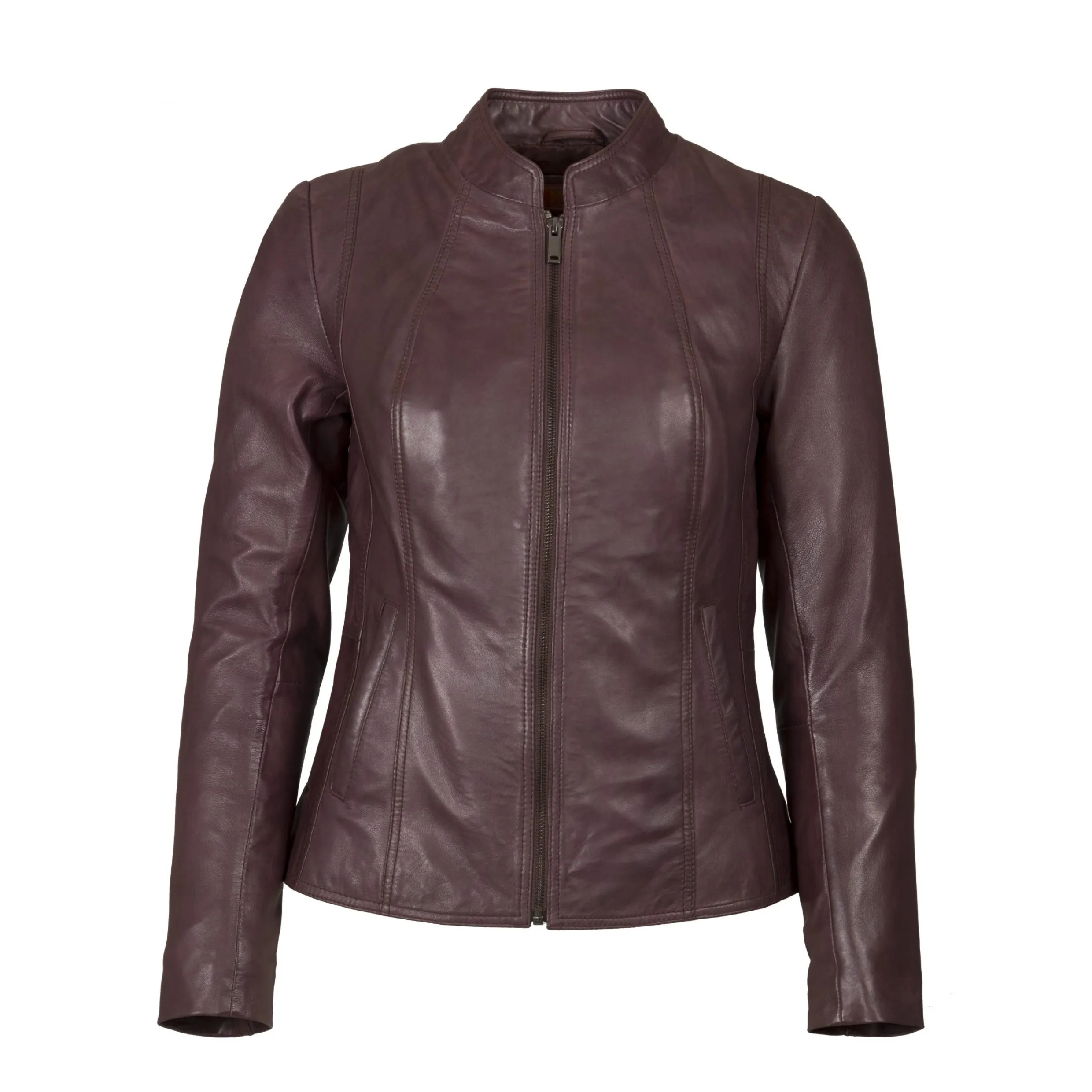 Helium Women's Real Leather Lamb Nappa Biker Jacket F.6520 - Wine