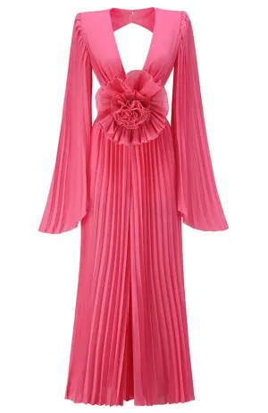 Jalthea Pink Maxi jumpsuit With Cut Out And Flower Detail