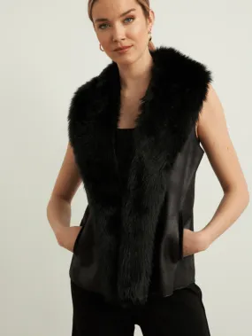 Joseph Ribkoff S Black Faux Fur Gilet 213996 11