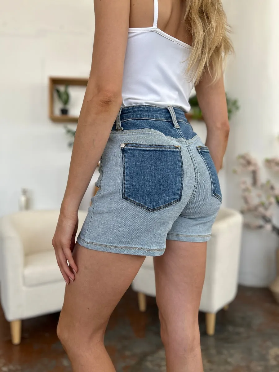 Judy Blue Color Block Denim Shorts [Online Exclusive]