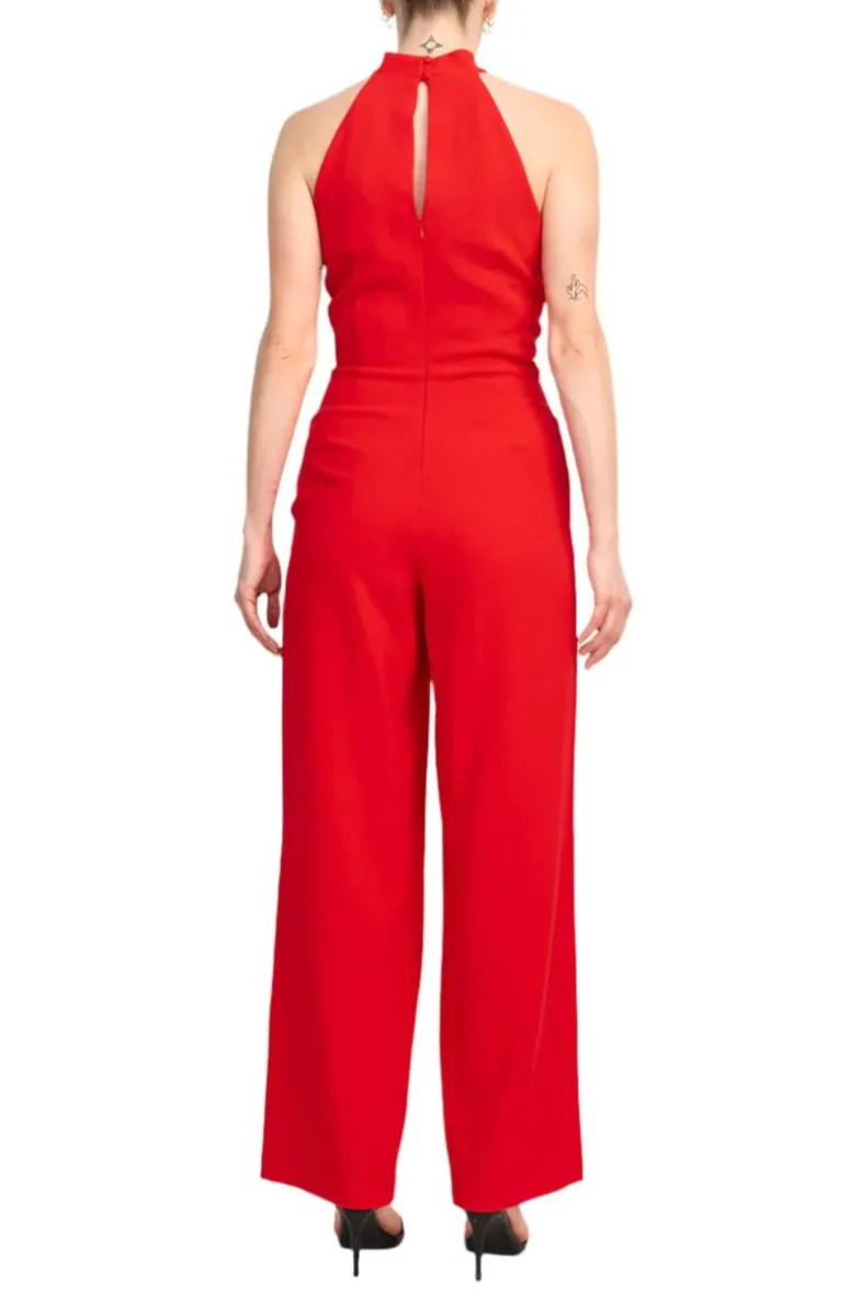 Julia Jordan Crossed Neck Keyhole Racerback Solid Crepe Jumpsuit