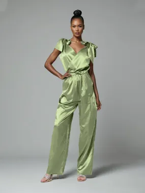 Jumpsuit/Pantsuit V-Neck Cap Sleeves Soft Satin Mother Of The Bride Dress Pants Suits With Belt