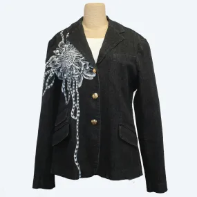 Kaziuki Jacket, Black Denim/White, S/M