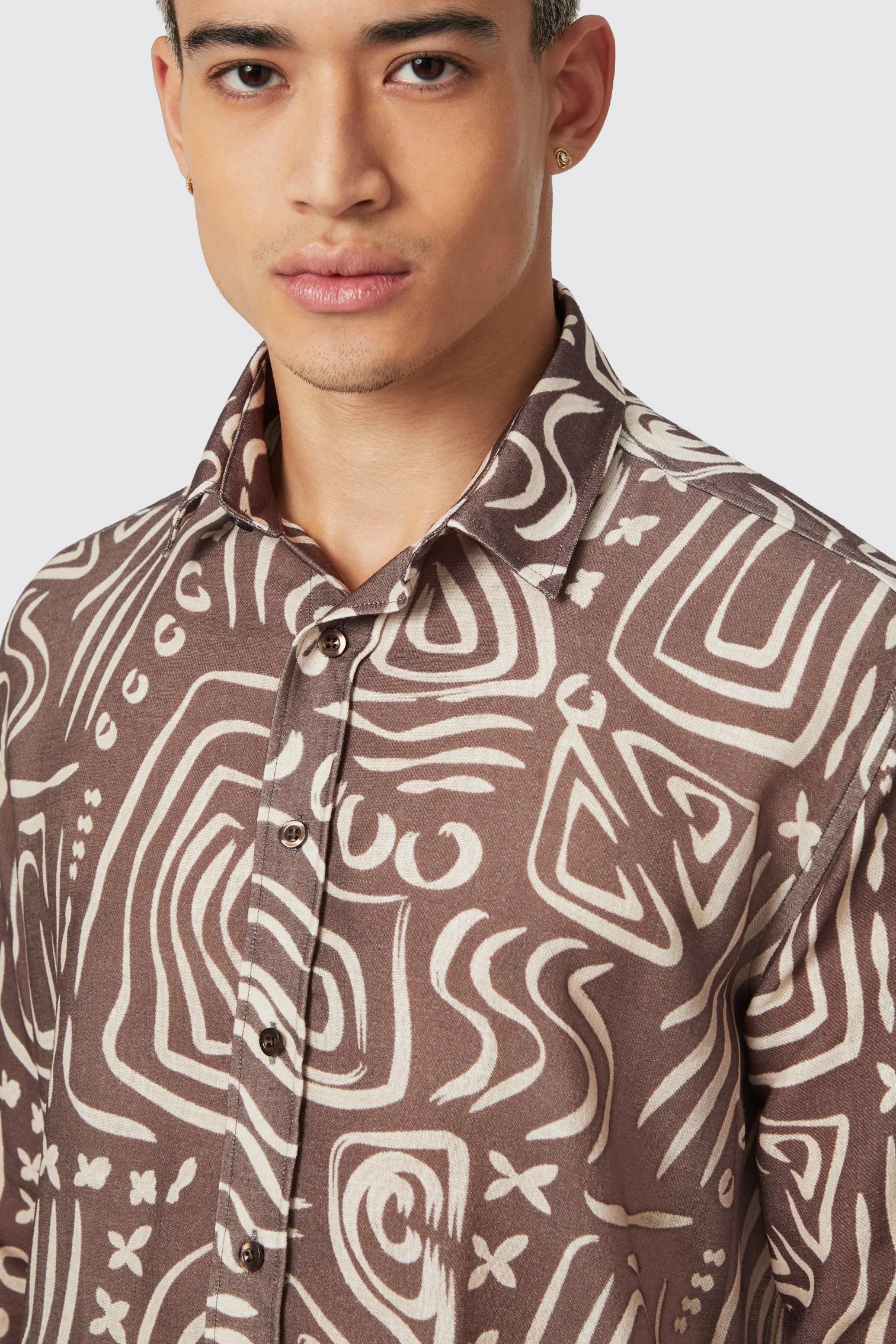 Kessie Cream Abstract Print Shirt