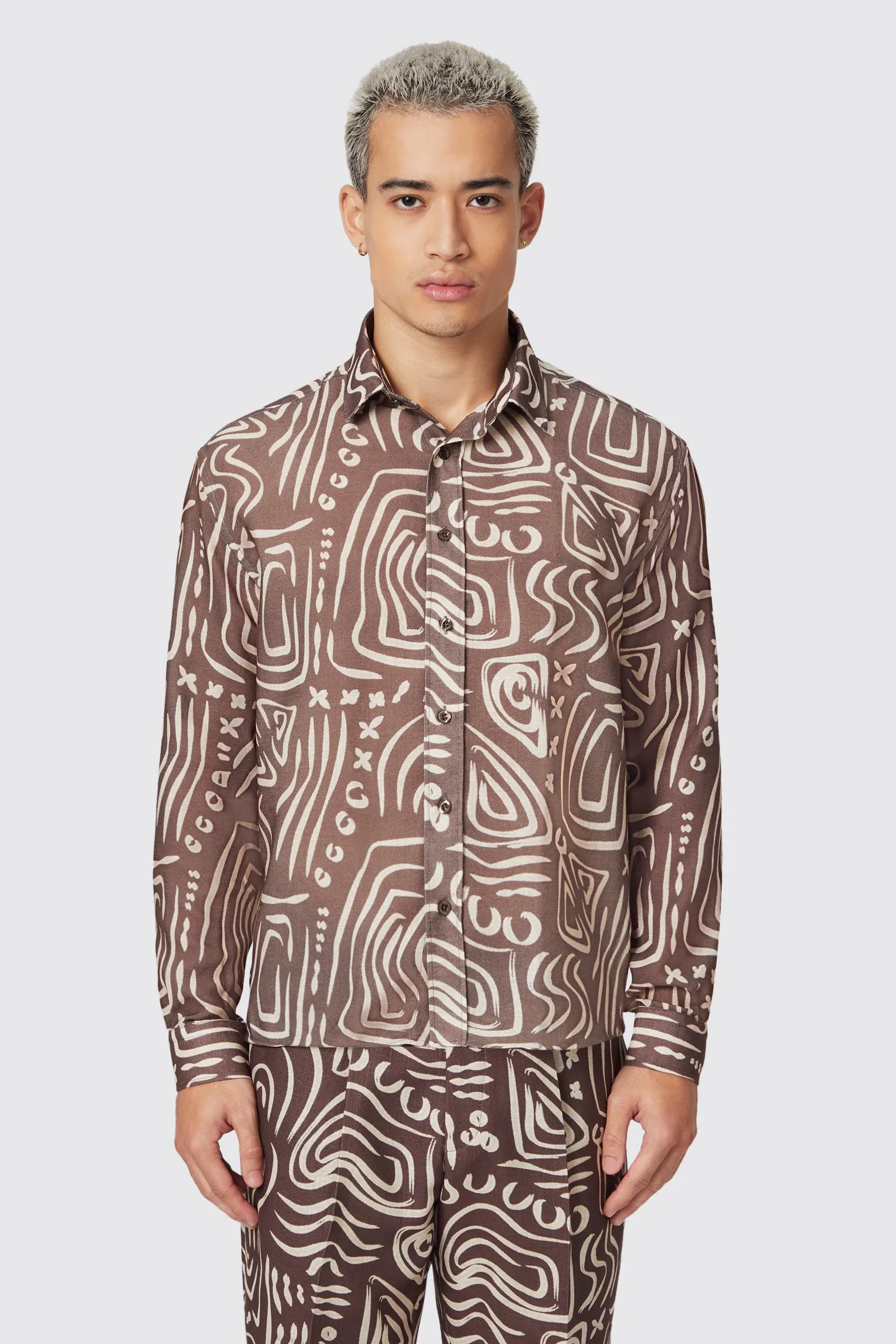 Kessie Cream Abstract Print Shirt