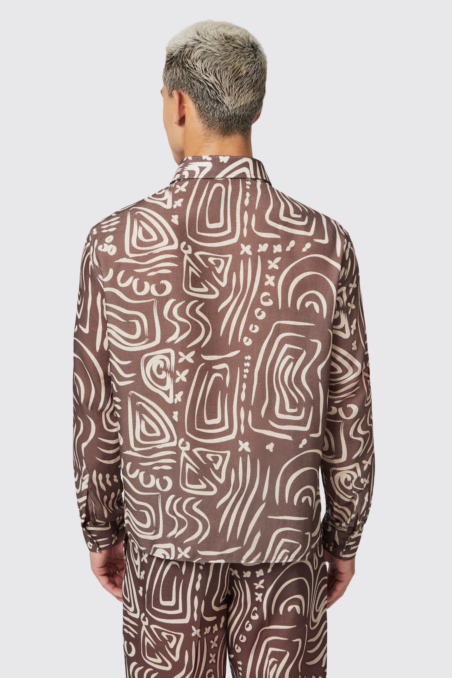 Kessie Cream Abstract Print Shirt