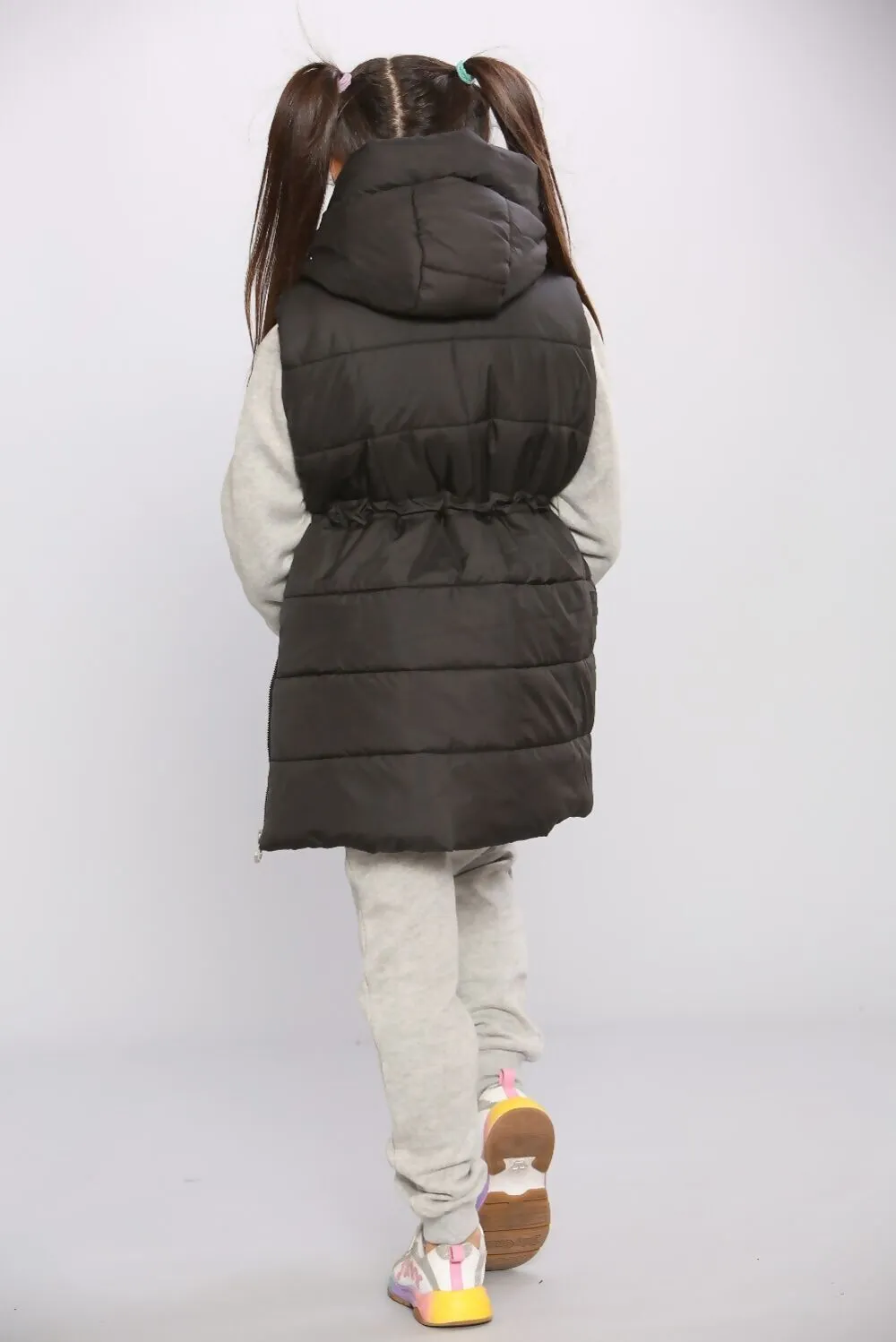 Kids Longline Pocket Gilet - Black