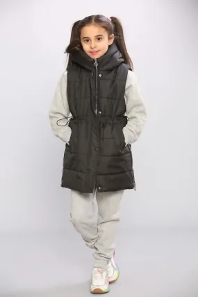 Kids Longline Pocket Gilet - Black