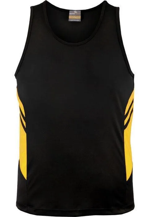 Kids Tasman Singlet Black/Gold