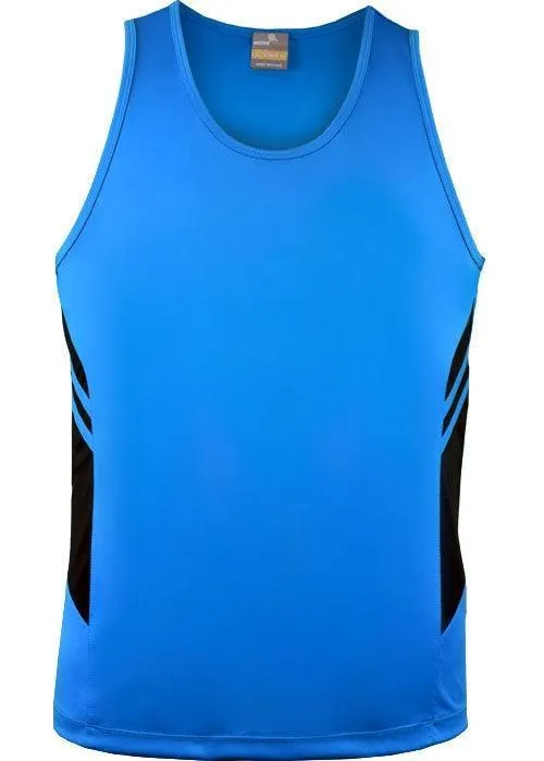 Kids Tasman Singlet Cyan/Black