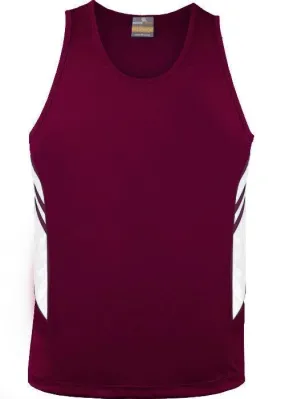 Kids Tasman Singlet Maroon/White