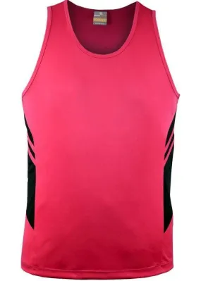 Kids Tasman Singlet Neon Pink/Black