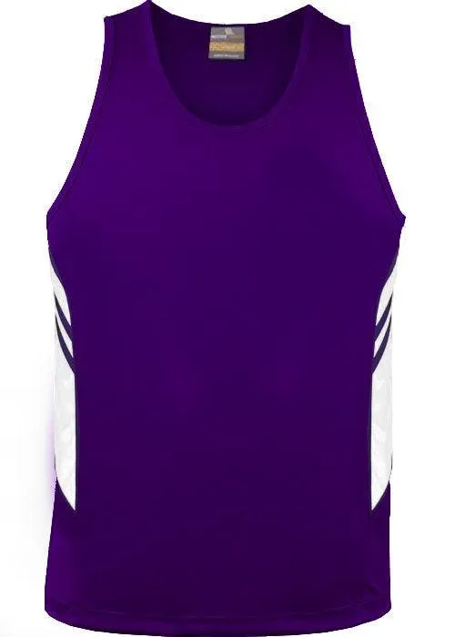 Kids Tasman Singlet Purple/White