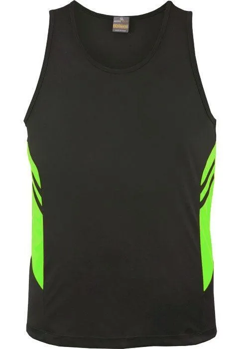 Kids Tasman Singlet Slate/Neon Green