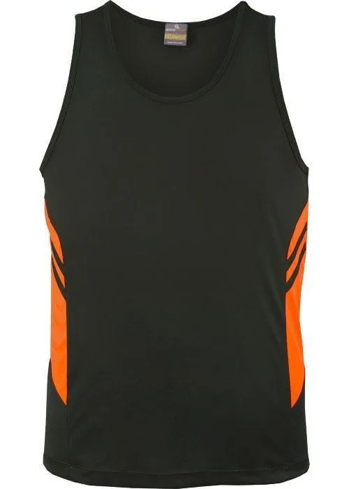 Kids Tasman Singlet Slate/Neon Orange