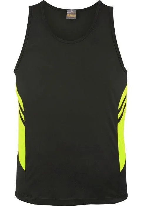 Kids Tasman Singlet Slate/Neon Yellow