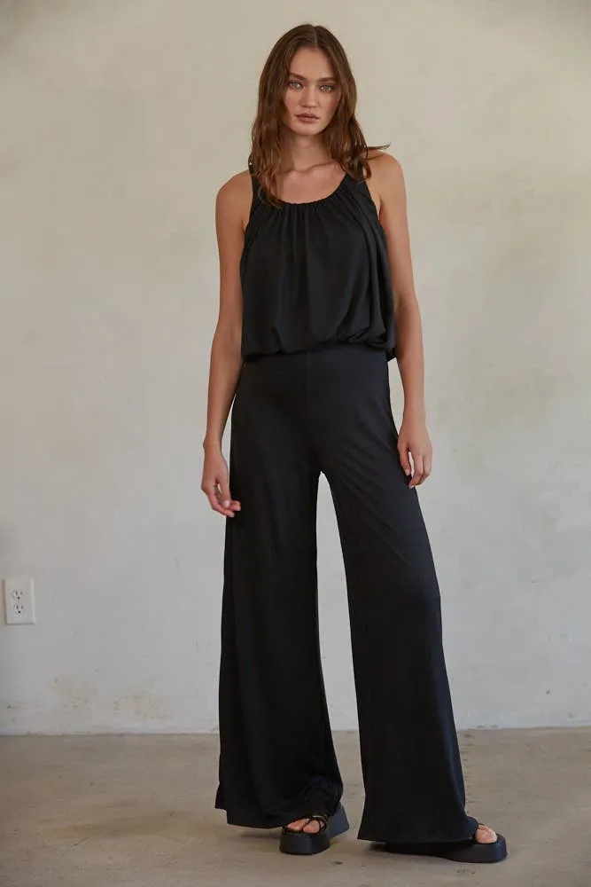 Knit Rayon Spandex Wide Leg Jumpsuit