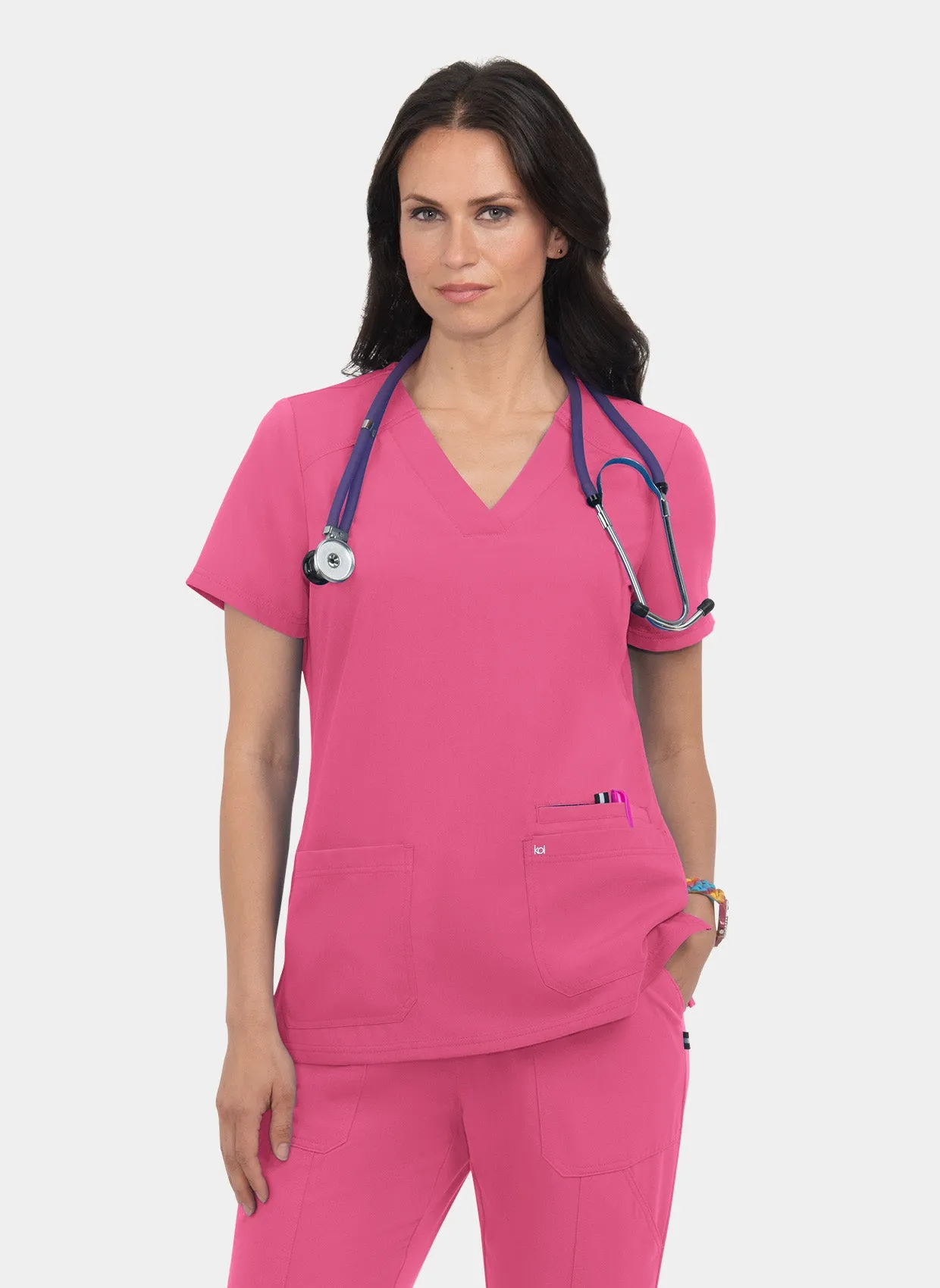 Koi Next Gen Hustle And Heart Scrub Top - Geranium