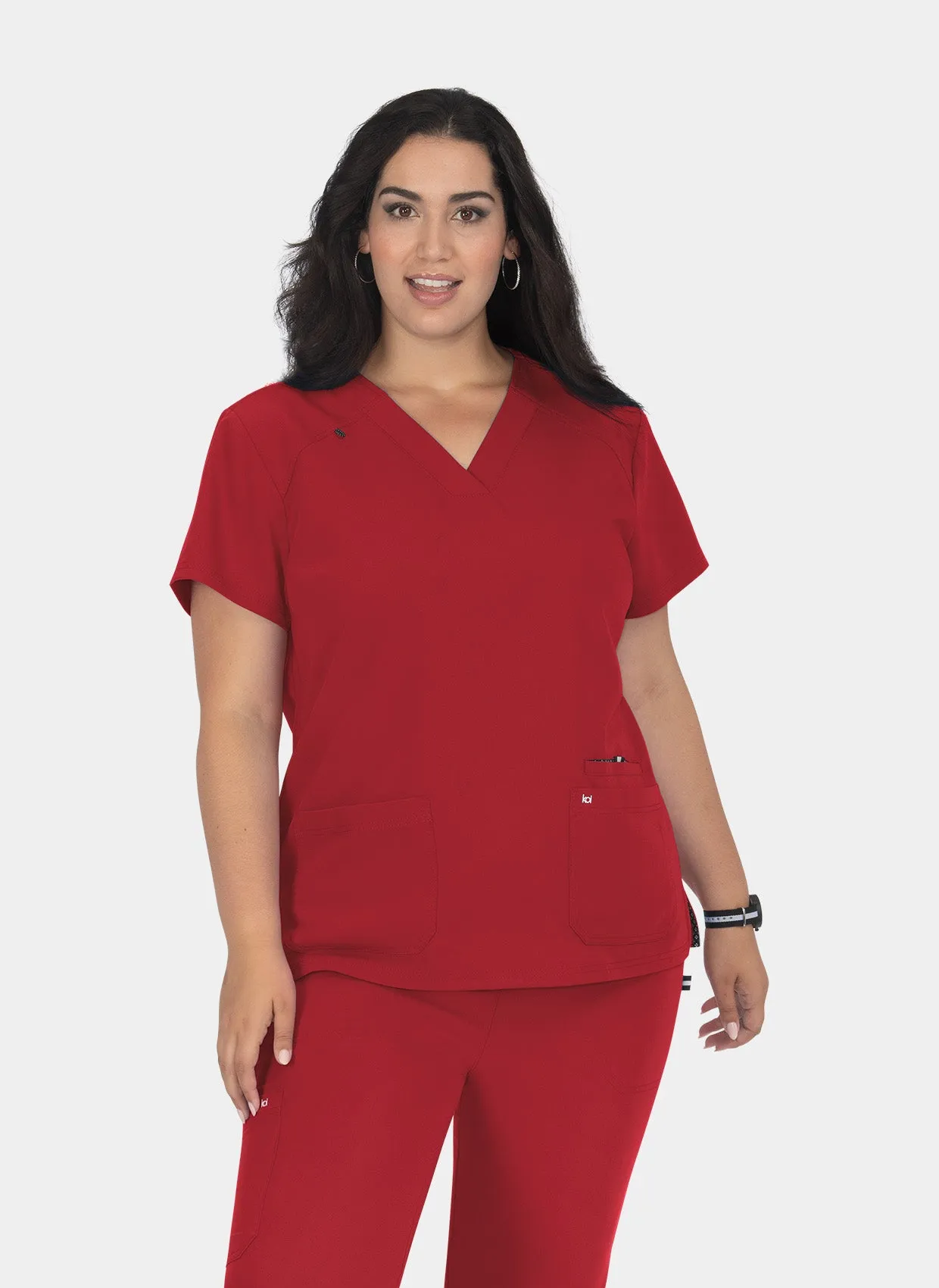 Koi Next Gen Hustle And Heart Scrub Top - Ruby