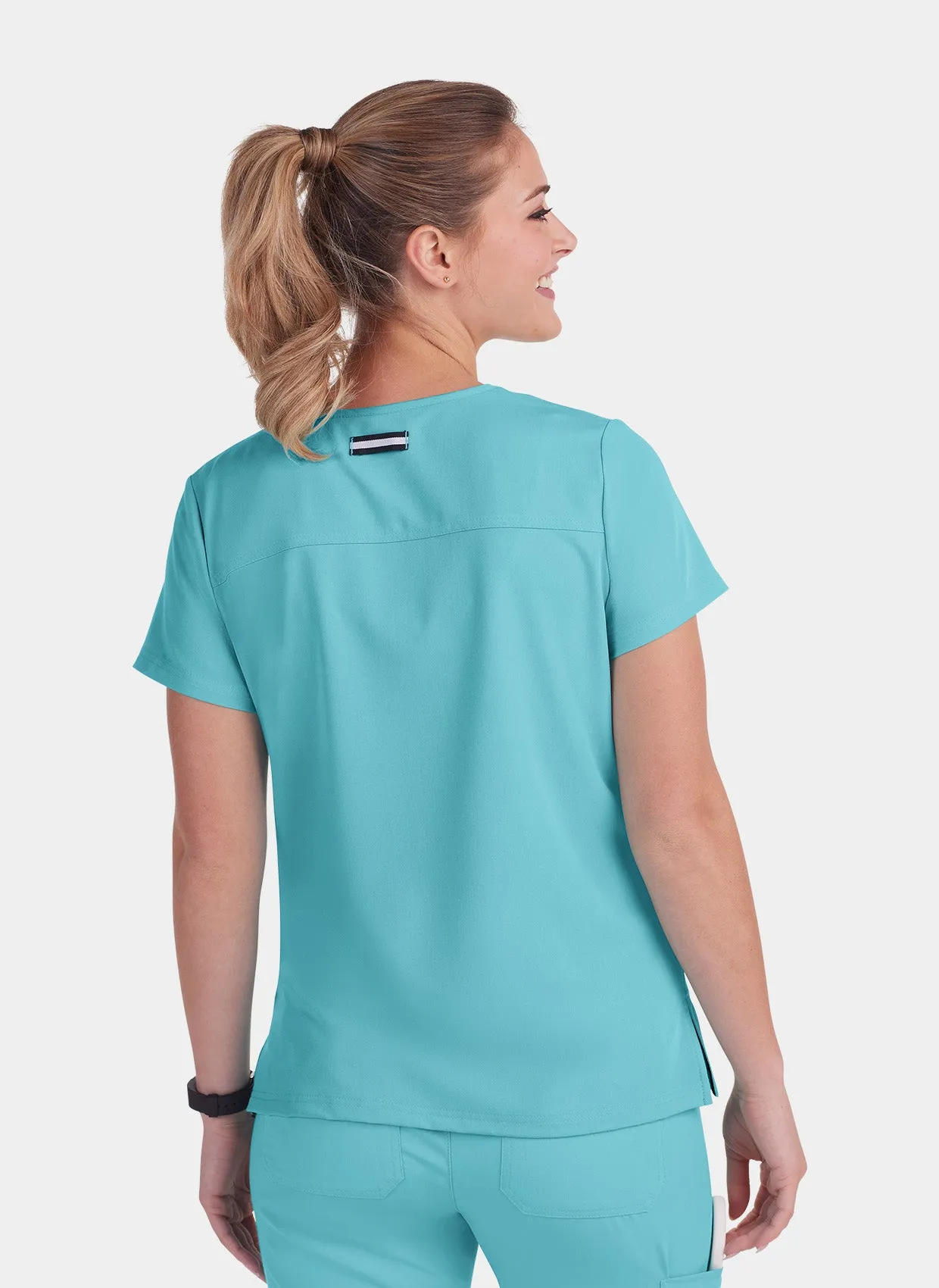 Koi Next Gen Hustle And Heart Scrub Top - Sea Glass