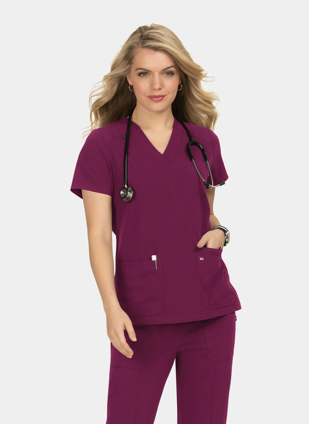 Koi Next Gen Hustle And Heart Scrub Top - Wine