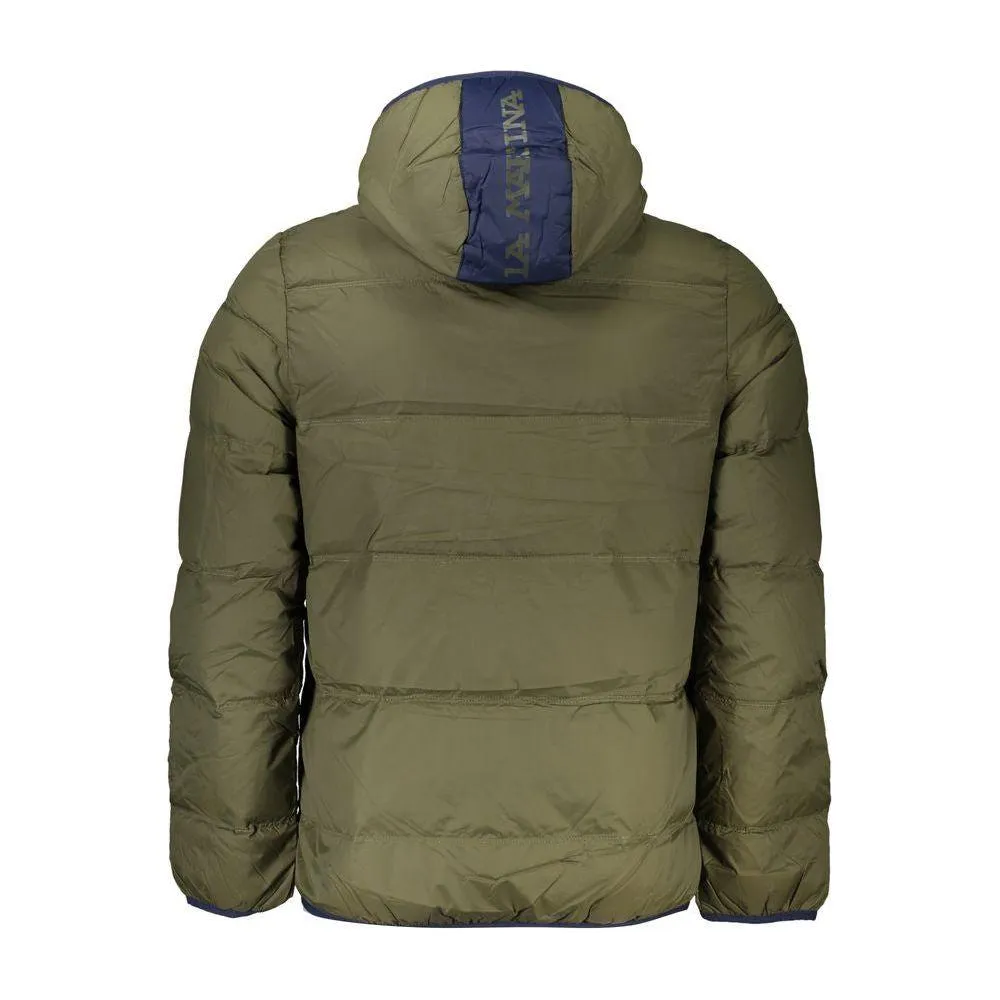 La Martina Elegant Green Hooded Jacket with Contrast Details