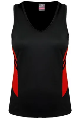 Ladies Tasman Singlet Black/Red