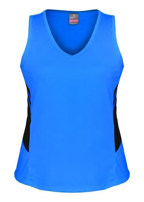 Ladies Tasman Singlet Cyan/Black