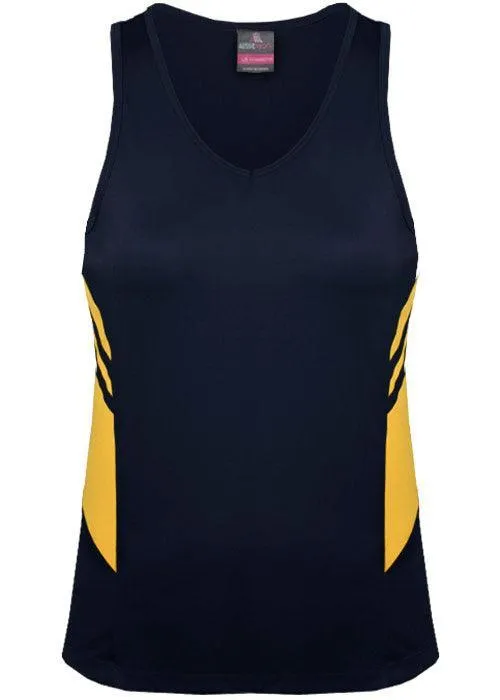 Ladies Tasman Singlet Navy/Gold