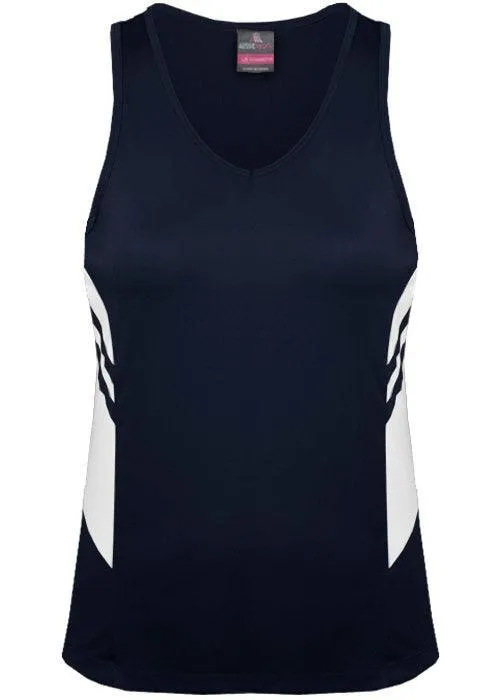 Ladies Tasman Singlet Navy/White