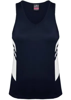 Ladies Tasman Singlet Navy/White