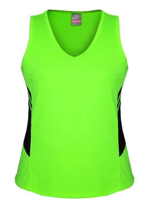 Ladies Tasman Singlet Neon Green/Black