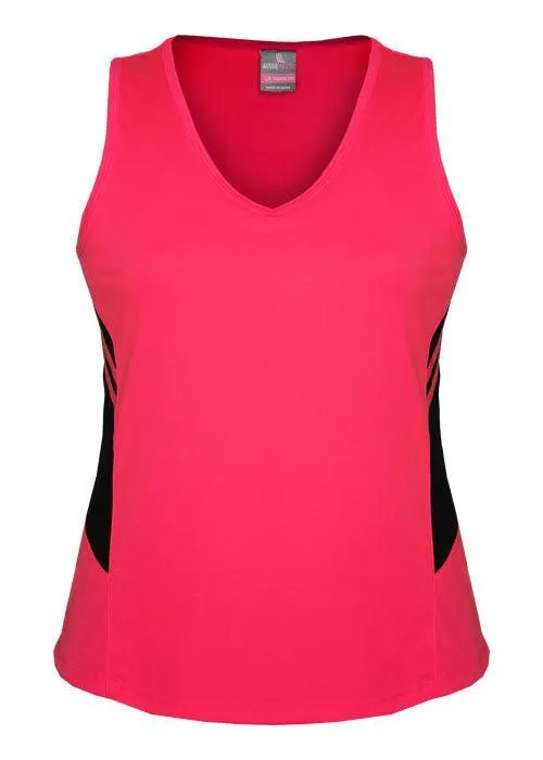 Ladies Tasman Singlet Neon Pink/Black