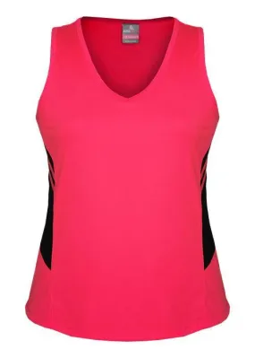 Ladies Tasman Singlet Neon Pink/Black