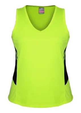 Ladies Tasman Singlet Neon Yellow/Black