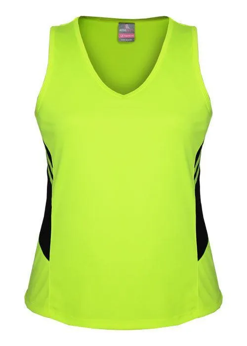 Ladies Tasman Singlet Neon Yellow/Black