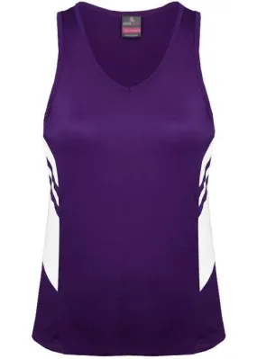 Ladies Tasman Singlet Purple/White