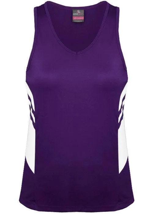 Ladies Tasman Singlet Purple/White