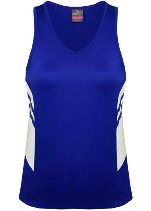 Ladies Tasman Singlet Royal/White