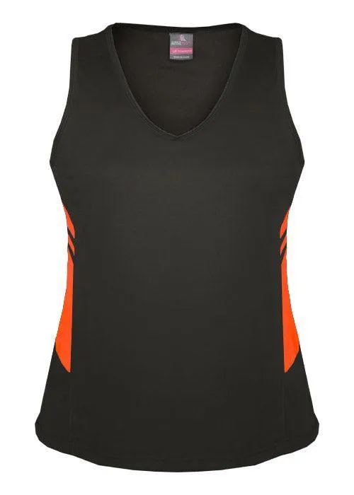 Ladies Tasman Singlet Slate/Neon Orange