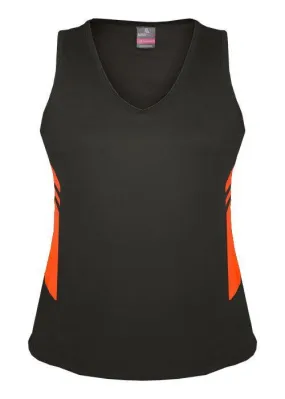 Ladies Tasman Singlet Slate/Neon Orange