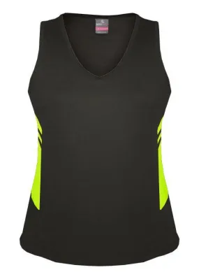 Ladies Tasman Singlet Slate/Neon Yellow