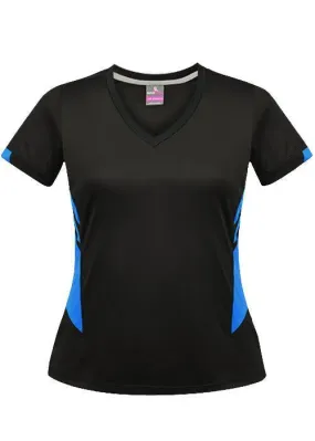 Ladies Tasman Tee Black/Cyan