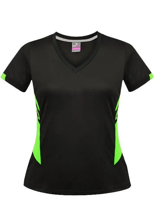 Ladies Tasman Tee Black/Neon Green