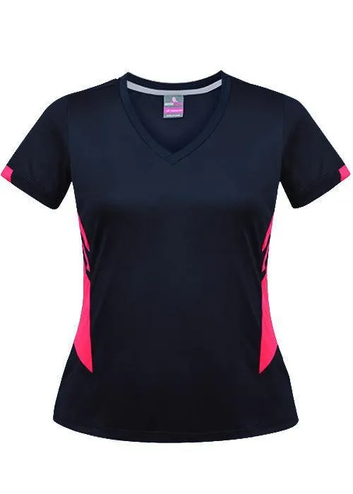 Ladies Tasman Tee Navy/Neon Pink