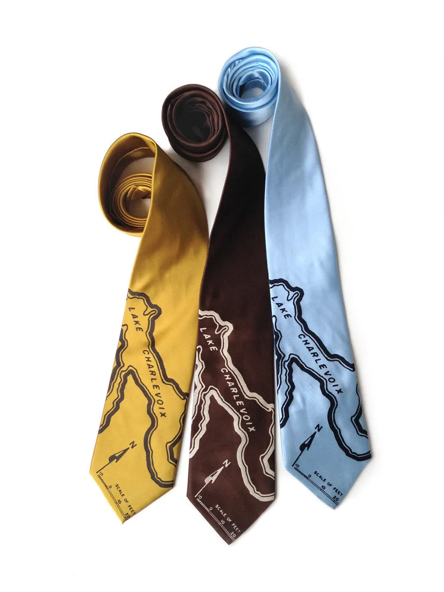 Lake Charlevoix, Michigan Map Necktie